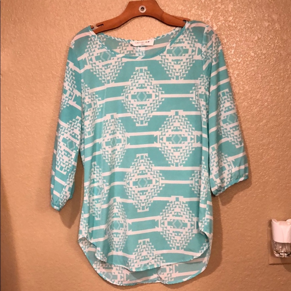 Teal Aztec top